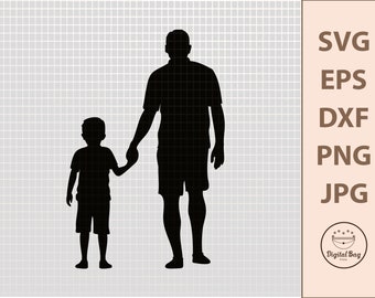 Father and Son Hand in Hand SVG, Digital Download, Dad SVG, Cricut Cut File, Silhouette File, Father's Day SVG