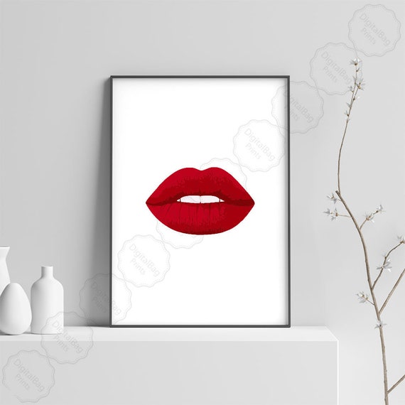 Red Lips Wall Art Lips Poster Digital Download Red lips Etsy