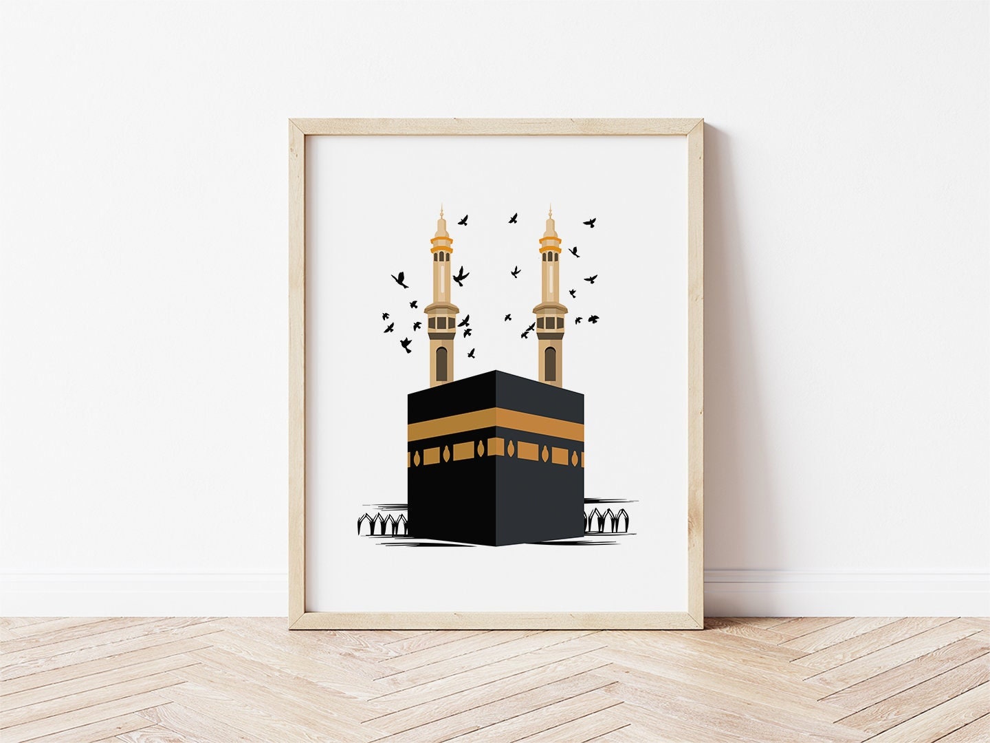 Quadro Su Tela Kaaba La Mecca - Stampa Artistica Islamica 80x40 Cm - Made In Germany