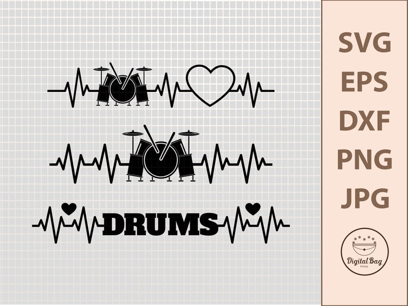 Drum SVG Music SVG Drums Heartbeat SVG Band Svg Svg Files Etsy