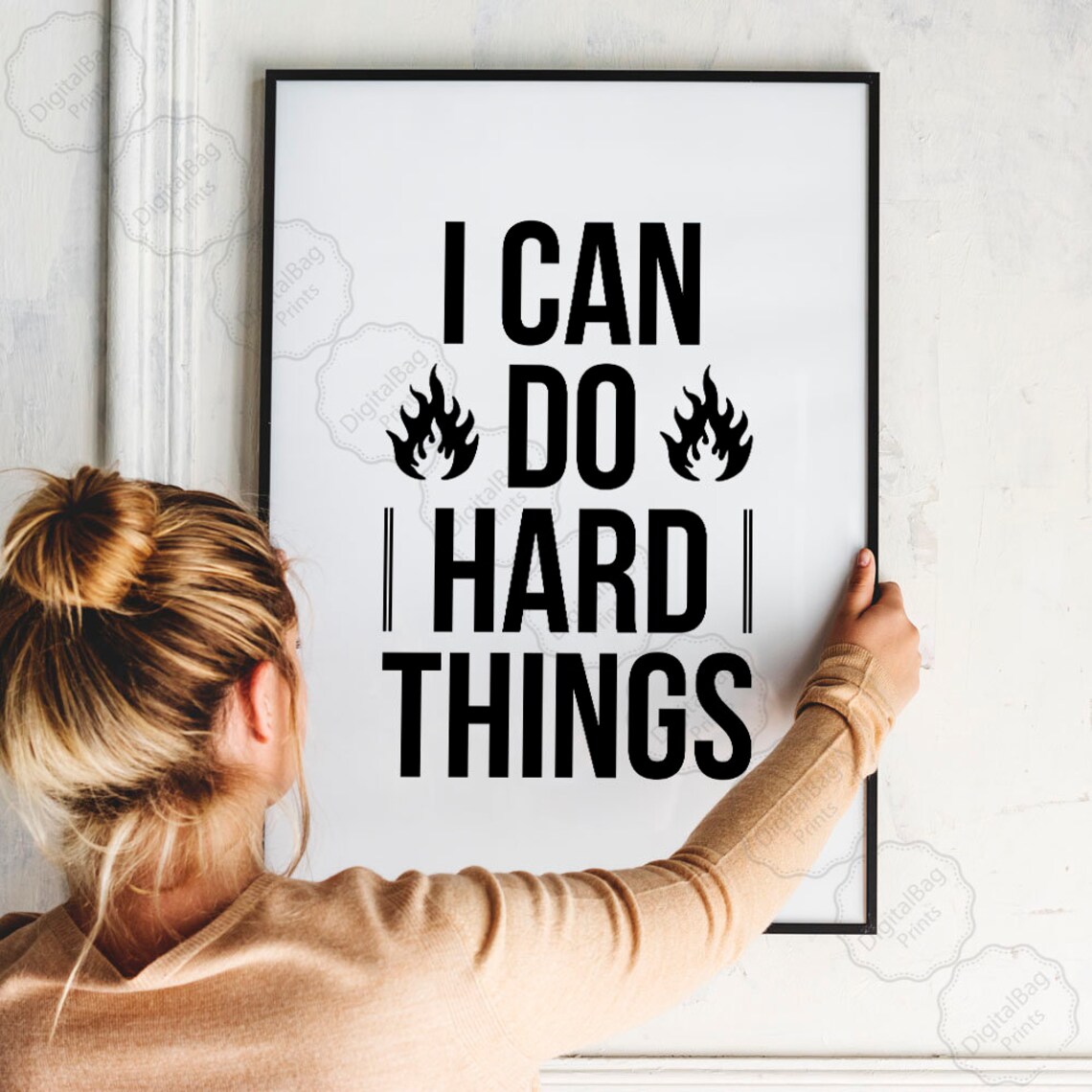 Motivational Wall Decor Weight Loss Wall Art I Can Do Hard Etsy