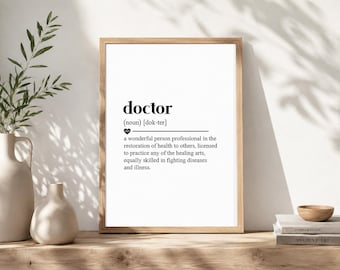 Lámina con la definición de Doctor, descarga digital, regalo para médicos, decoración para consultorios médicos, decoración para el sector salud (imprimible)