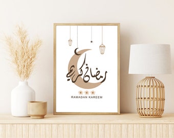 Ramadan Kareem-kalligrafiekunstafdruk: islamitisch interieur (digitale download)