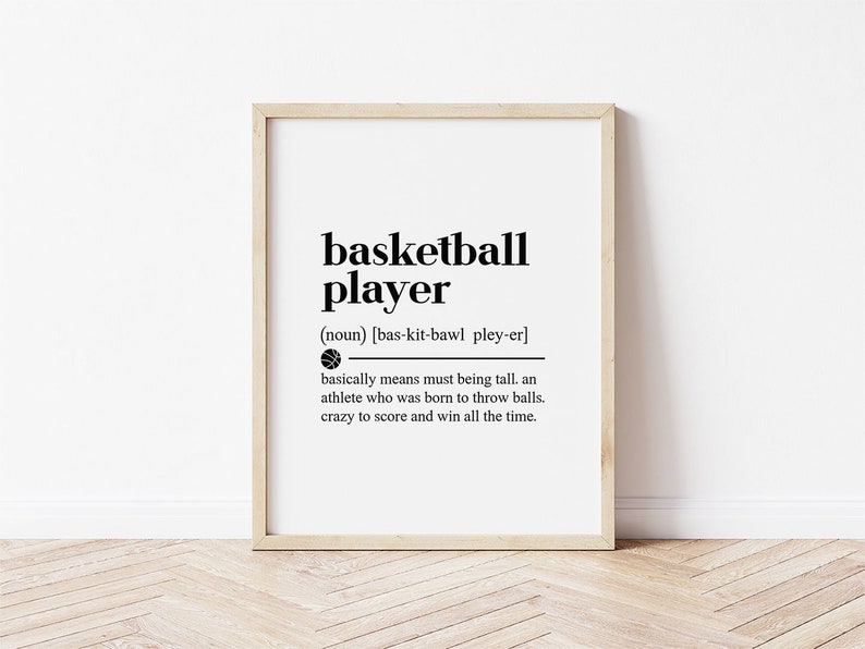 Basketball Wall Art Basketball Player Definition Digital Etsy