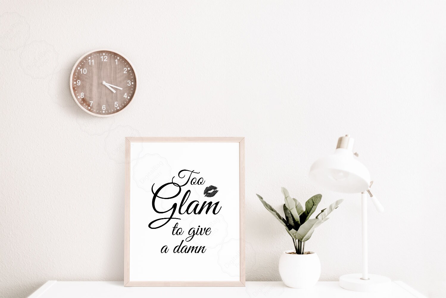 Panneau Bois Déco 'Too Glam To Give A Fuck' – Citation Vanité Fille, Style Vintage 25x12.5cm