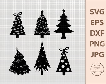 Christmas Tree SVG Bundle: Holiday Clipart, Shirt Design (Digital Download)