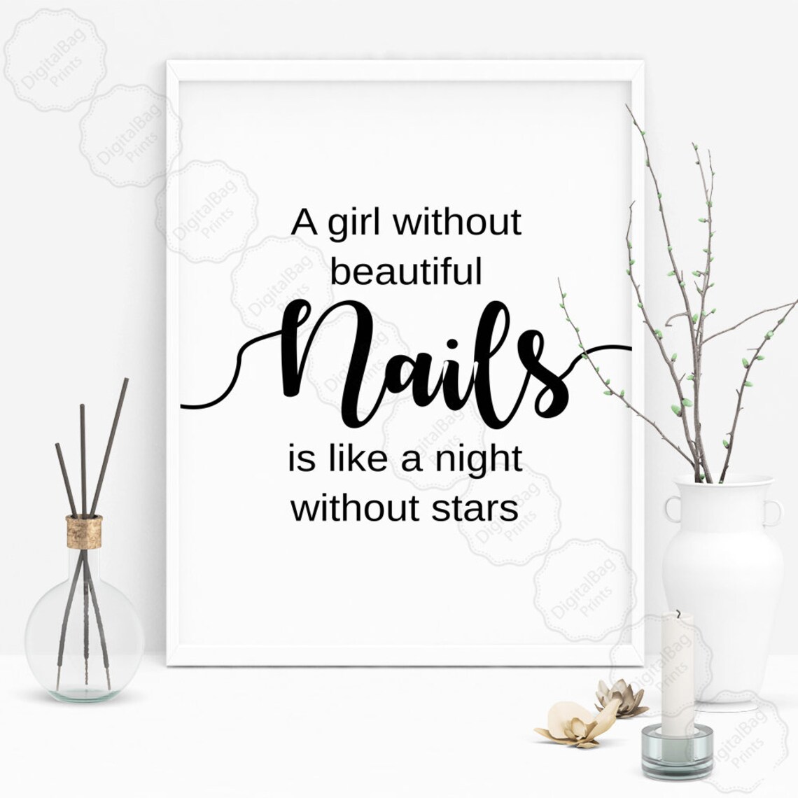 Nail Salon Decor Girly Art Prints Digital Download Nail Etsy
