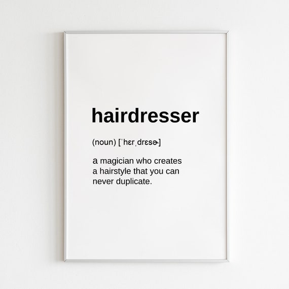 Definition Prints Hairdresser Gifts For Hair Salon Digital Etsy