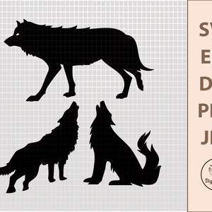 Wolf Clipart SVG: Animal Forest Silhouette Designs (Digital Download)