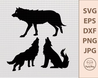 Wolf Clipart SVG: Animal Forest Silhouette Designs (Digital Download)