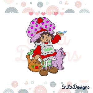 Diseño de archivo de bordado a máquina inspirado en Strawberry Girl (3 tamaños)