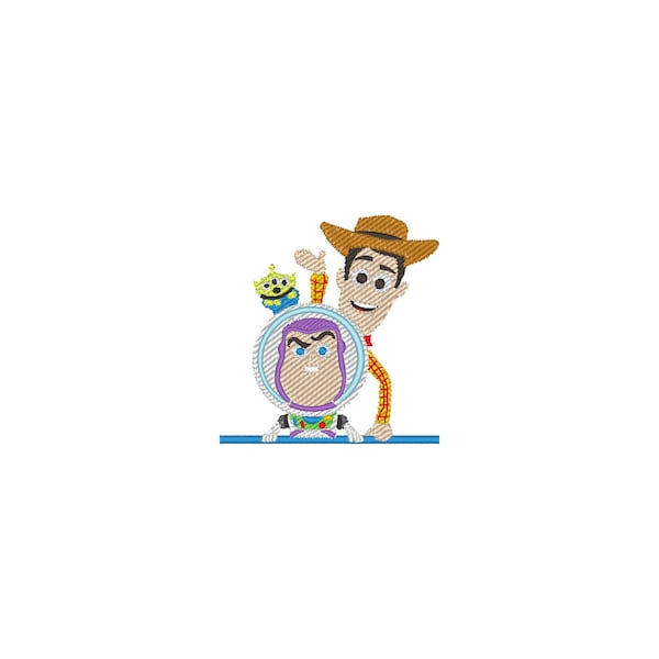 Toy Story Inspired Embroidery File Design - Woody Buzz and ET