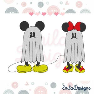 Mickey and Minnie Ghosts - Halloween Embroidery File Design