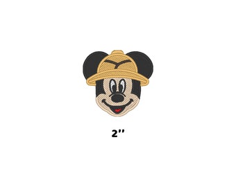 Safari Mickey Face Inspired Embroidery File Design - 2'' - 5cm