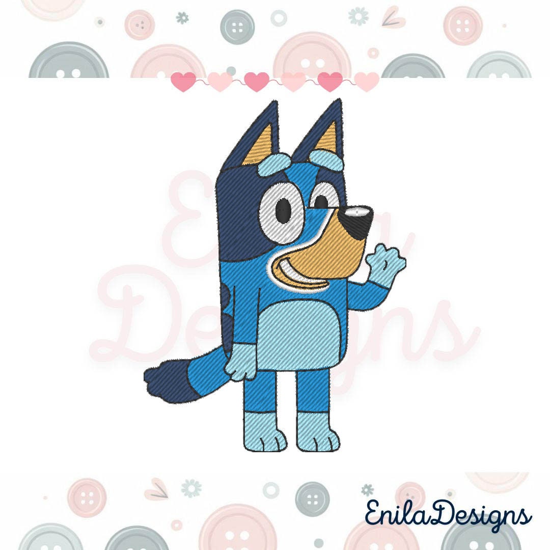 Embroidery Design Blue Dog Girl Inspired - cod1