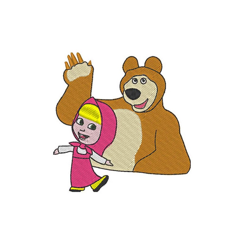 Masha and the Bear Machine Embroidery File Design 4 x 4 inch Etsy