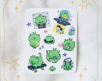 Hoja de pegatinas mini de Glorp Alien Cat