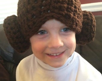 Crocheted Princes Leia Inspired Bun Hat
