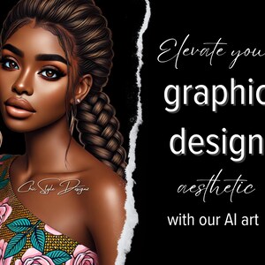 African American woman illustration| black woman printable art| black woman wearing a floral top AI clipart| Black woman fashion clipart