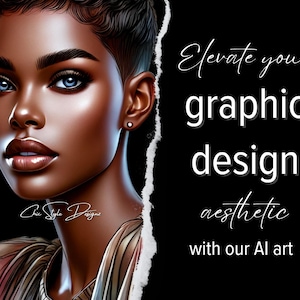 African American woman editorial art| black woman printable art| black woman AI art| African American woman digital art| Fashionista clipart