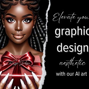 African American woman illustration| black woman printable art| black woman holding a present AI clipart| Black woman fashion clipart