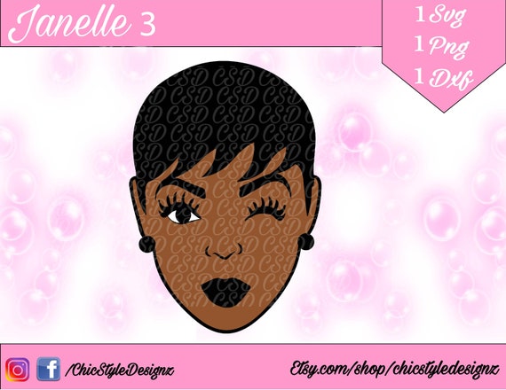 Janelle 3 African American Woman With A Pixie Cut Svg Natural Etsy