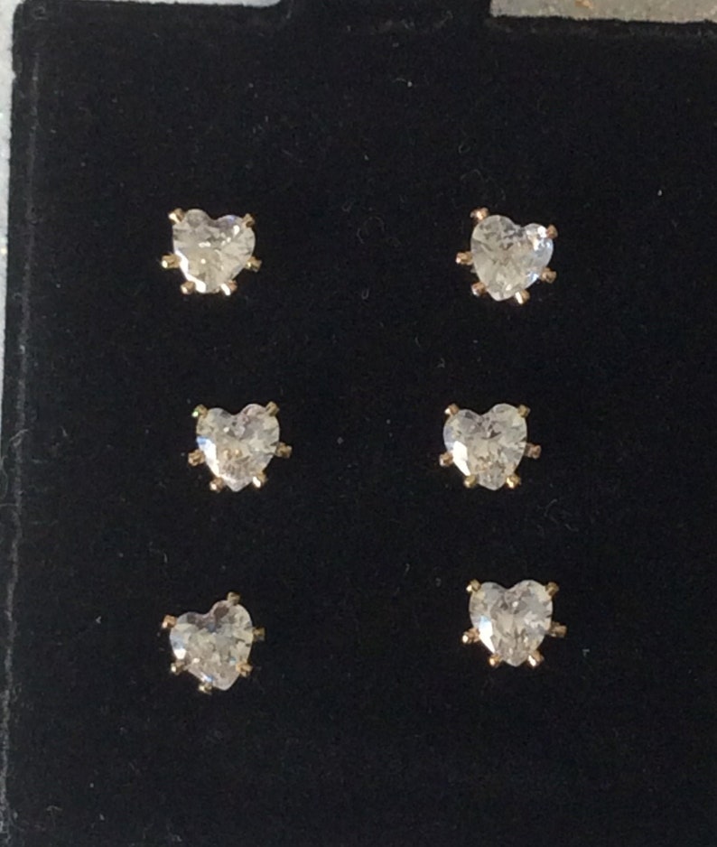3 pair of small 3mm Hypo Allergenic Earrings Round square or hearts