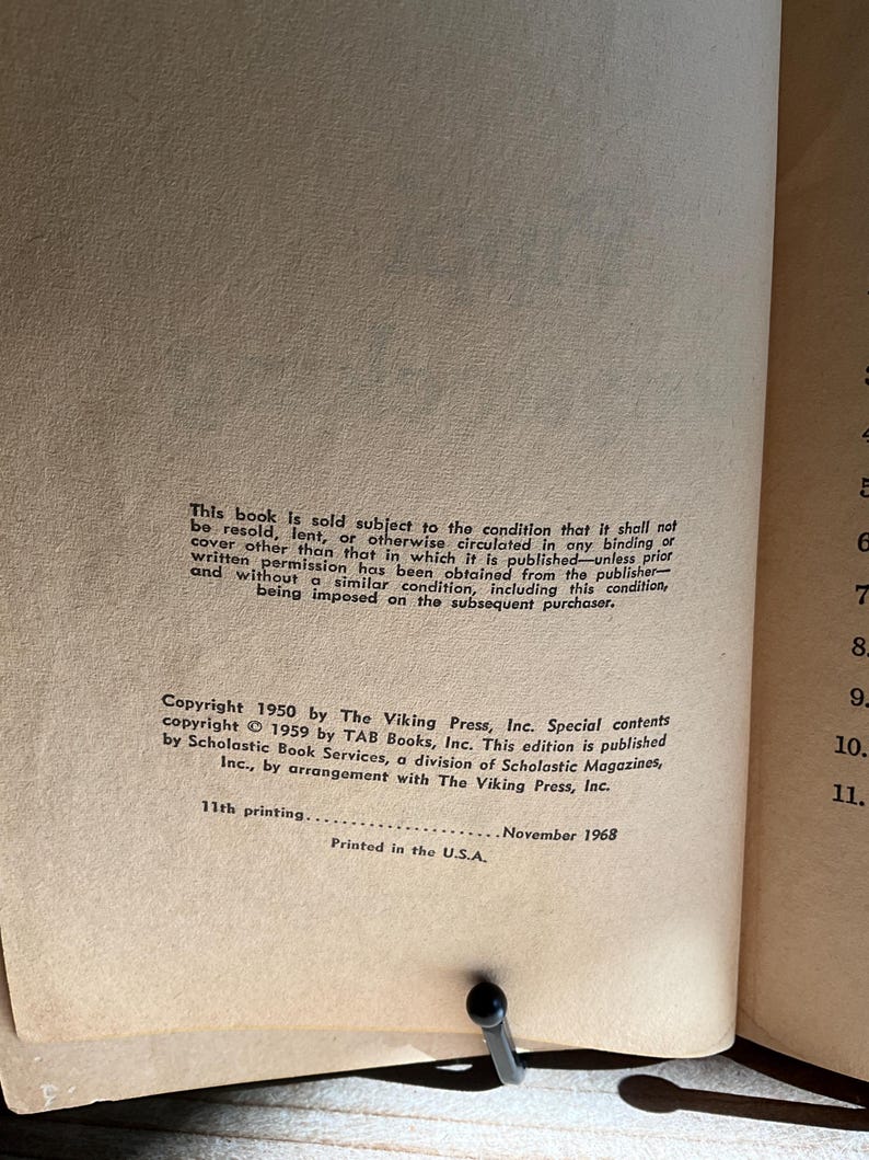 Może przedstawiać: Otwarta strona książki z tekstem. Widoczne są informacje o prawach autorskich The Viking Press, Inc. i TAB Books, Inc. Tekst zawiera r&oacute;wnież datę druku, listopad 1968 r., oraz frazę &bdquo;Printed in the U.S.A.&rdquo;
