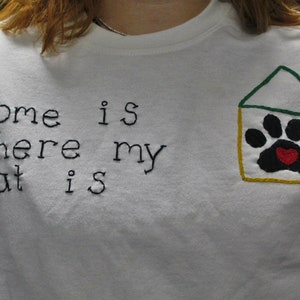 Embroidered Cat Crewneck, Pet Lover&#39;s Sweatshirt, Animal Inspired Pullover, Cat Mom Gift