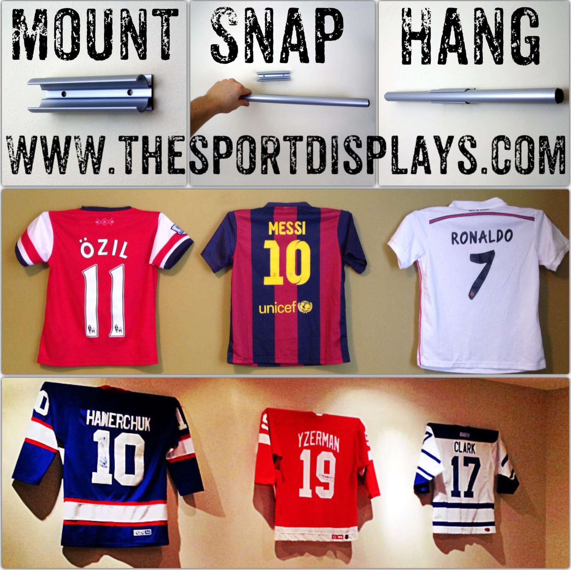 JerseyGenius® The Jersey and Shirt Wall Display Unit  Works for Hockey,  Basketball, Soccer, Football Jerseys and More 