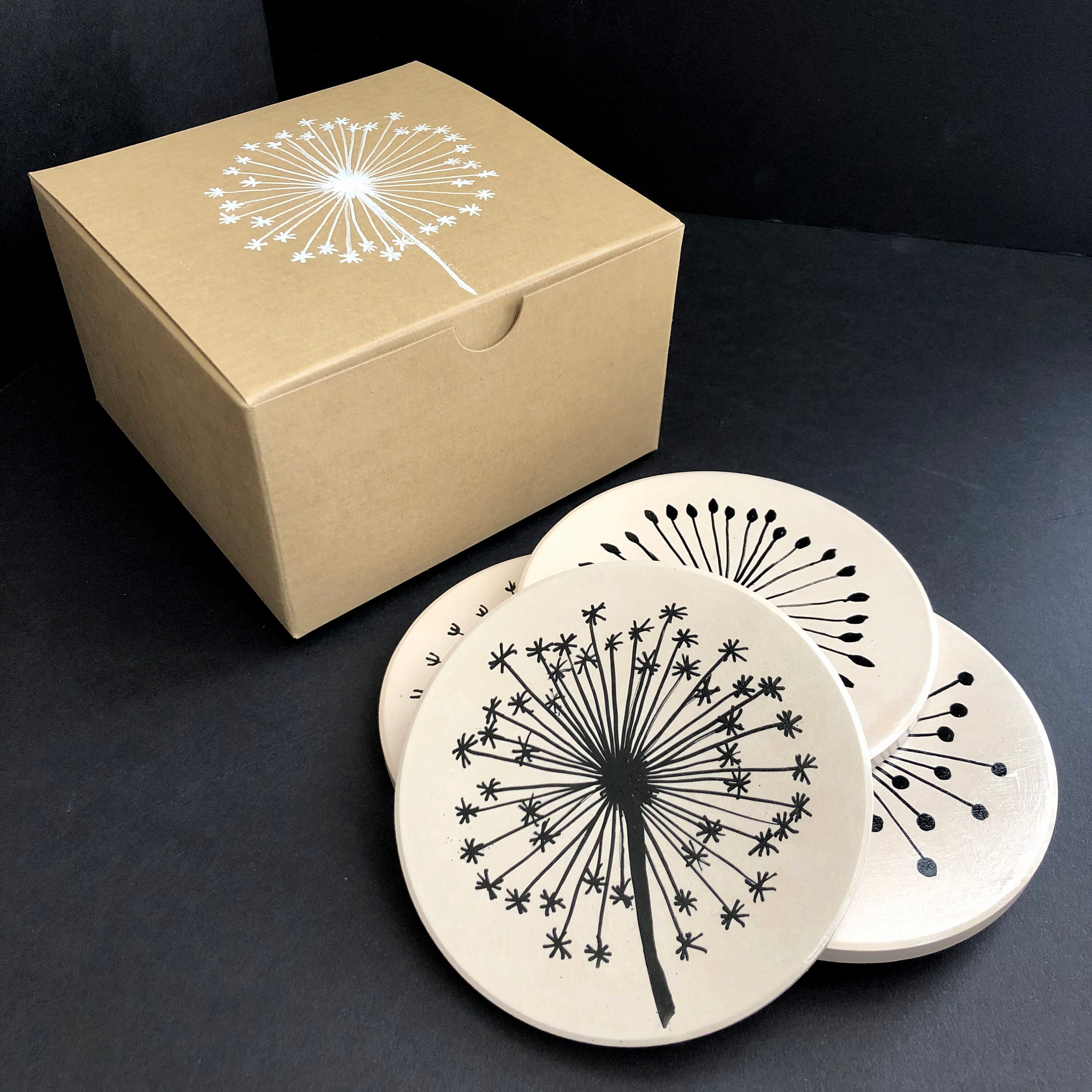 Hand Painted Ceramic Coasters Set of 4 Nature Collection Etsy