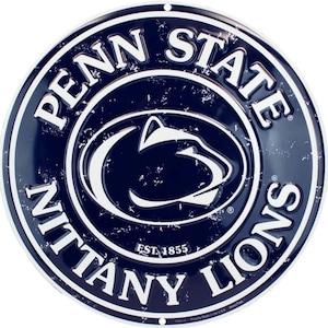 Penn State University 12” Diameter Embossed Aluminum Sign.Perfect Gift for any Nittany Lions Fan.