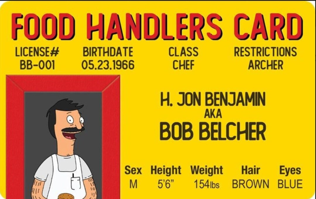 Bob Belcher From Bobs Burgers Parody Prop Drivers License on a