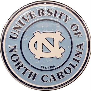 University of North Carolina 12” Diameter Embossed Aluminum Sign.Perfect Gift for any Tar Heel Fan.A Gift For Him or Her.