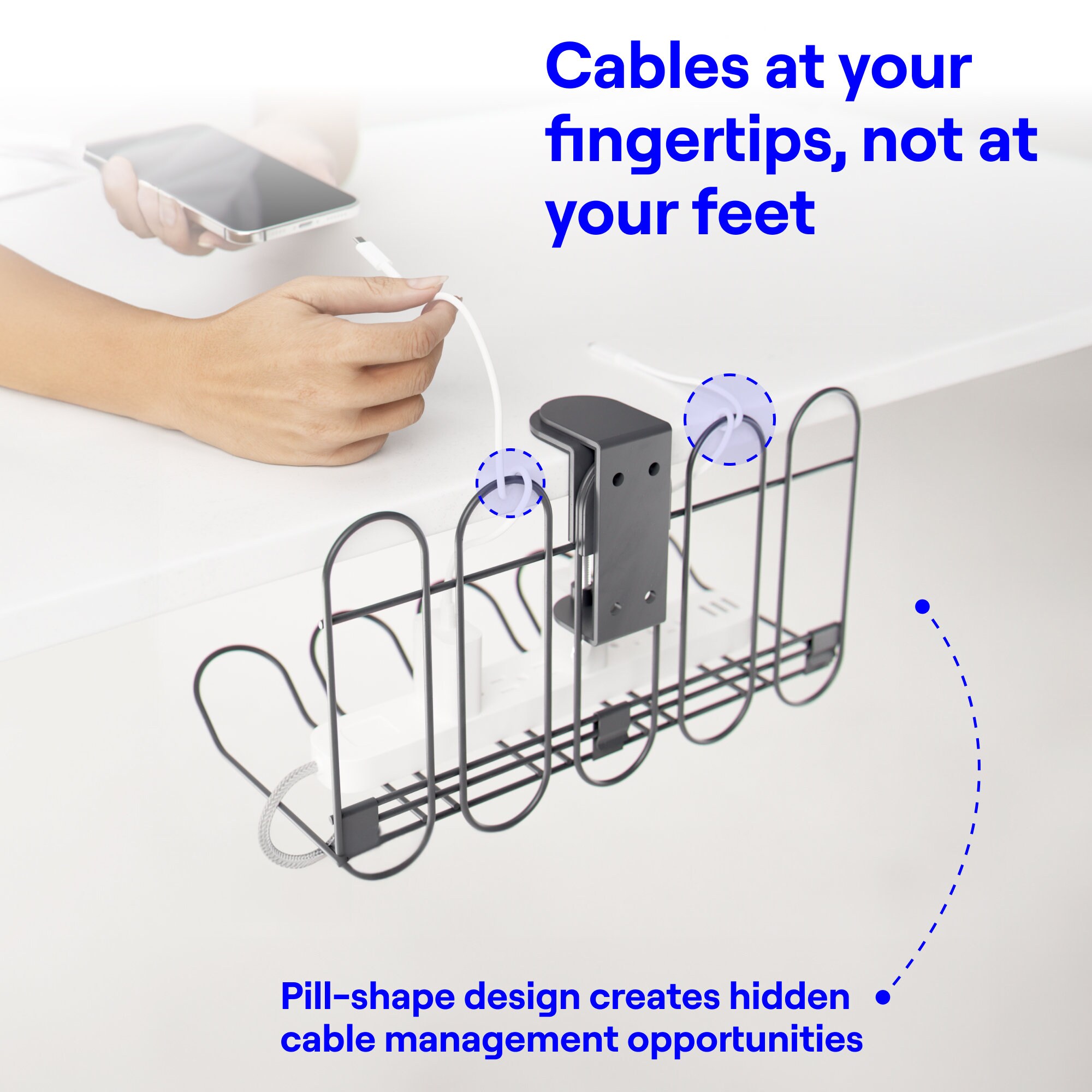 CarryUp Under Desk Cable Tray, No Drill Wire Management Clamp, Computer  Cord Organizer for Under Desk, Rack Cable Hider & Holder, Cord Keepers for