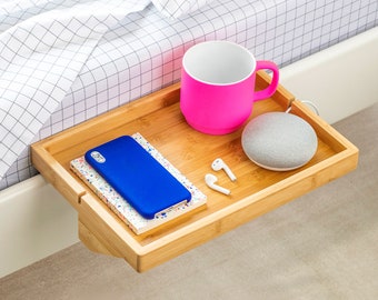 Shelfie - Bedside Shelf / Floating Nightstand / Small Bedside Table / for Small Bedrooms, Loft Beds, Bunk Beds, Dorms (Natural Bamboo)