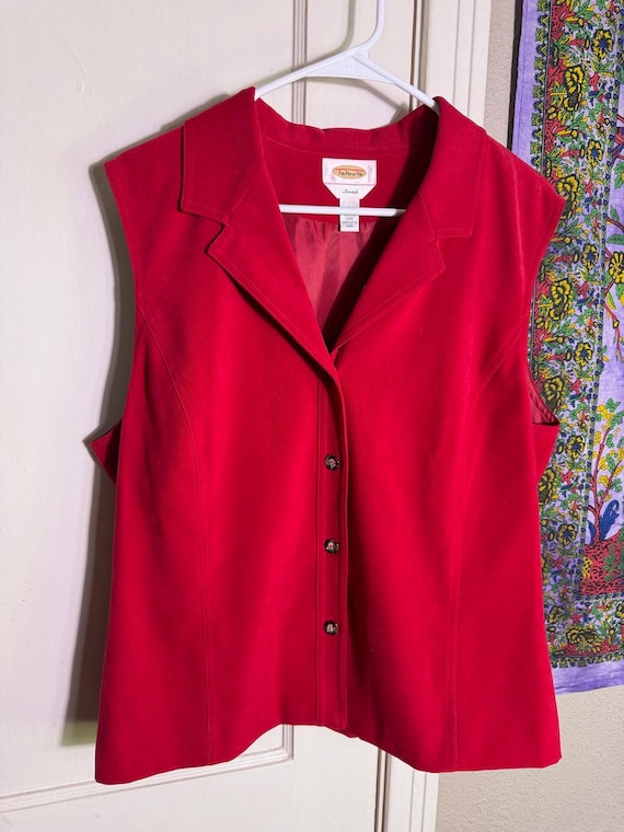 Talbots, Talbots Red Sleeveless Vest Womens Large Button Front Notch Lapel