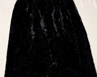 Vintage Schwarzer Crushed Samtrock | Union Made USA | 90er Gothic Samt Midi Rock mit Taschen | Whimsigoth Dark Academia
