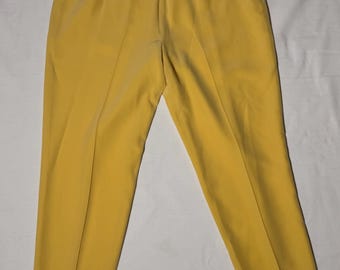 Vintage Yellow Silk Cropped Pants | 100% Silk Patrick Petite Collection Trousers | Citron Yellow Ankle Pants | 90s Silk