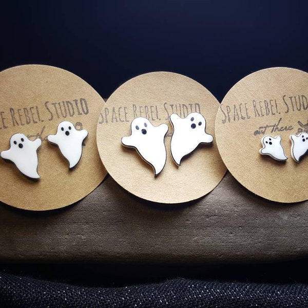 Ghost Stud Earrings ~ Halloween ~ Spooky ~ Cute ~Fall ~ Autumn ~ Small ~ Medium ~ Large ~ Kawaii ~