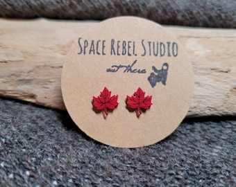 Pendientes de hoja de arce roja, joyería de otoño