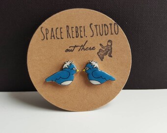 Birdie Sanders Stud Earrings - Handmade Stainless Steel Posts