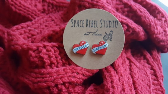 Bernie Sanders Stud Earrings ~ Feel The Bern ~ Love ~ Hope ~ Progressive ~ 2020 ~ Activist ~ Humanitarian ~ People Over Profit ~