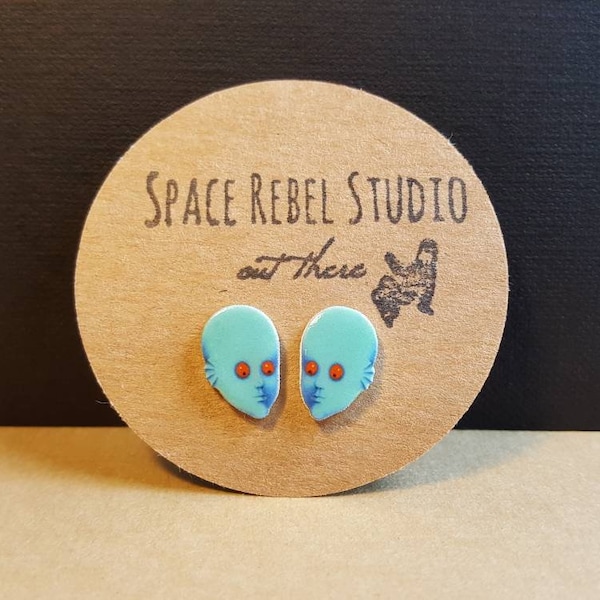 Fantastic Planet Stud Earrings ~ Blue Humanoid Draags ~ Sci-Fi Jewelry ~ Animated Sci-Fi Film ~ Cult Classics ~ Obscure ~ Bizarre ~ Alien ~