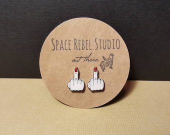Middle Finger Earring Studs ~ Edgy~ Alternative ~ F You ~ Mature ~ Snarky