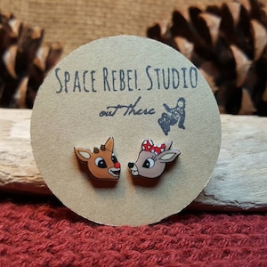 Little Reindeer Stud Earrings , Christmas , Rudolph and Clarice , Beloved Classic , Holiday Jewelry , Cute , Adorable