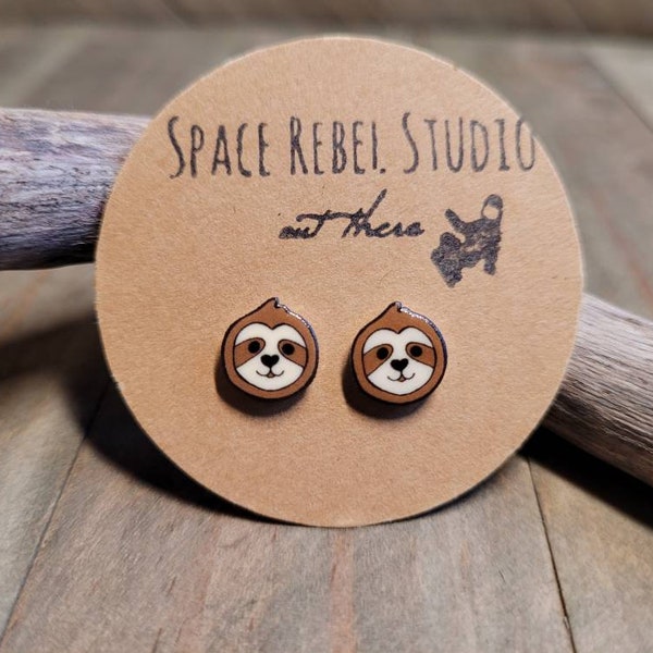 SLOTH Earring Studs ~ Animal ~ Jewelry ~ Costa Rican ~ Cute ~ Adorable ~ Handcrafted ~ Lover ~ gift