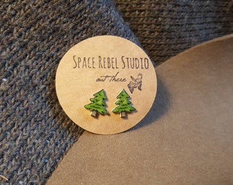 Evergreen Pine Tree Stud Earrings Rustic Christmas Trees ~ Save The Trees ~ Nature Lover Gift.~ California ~