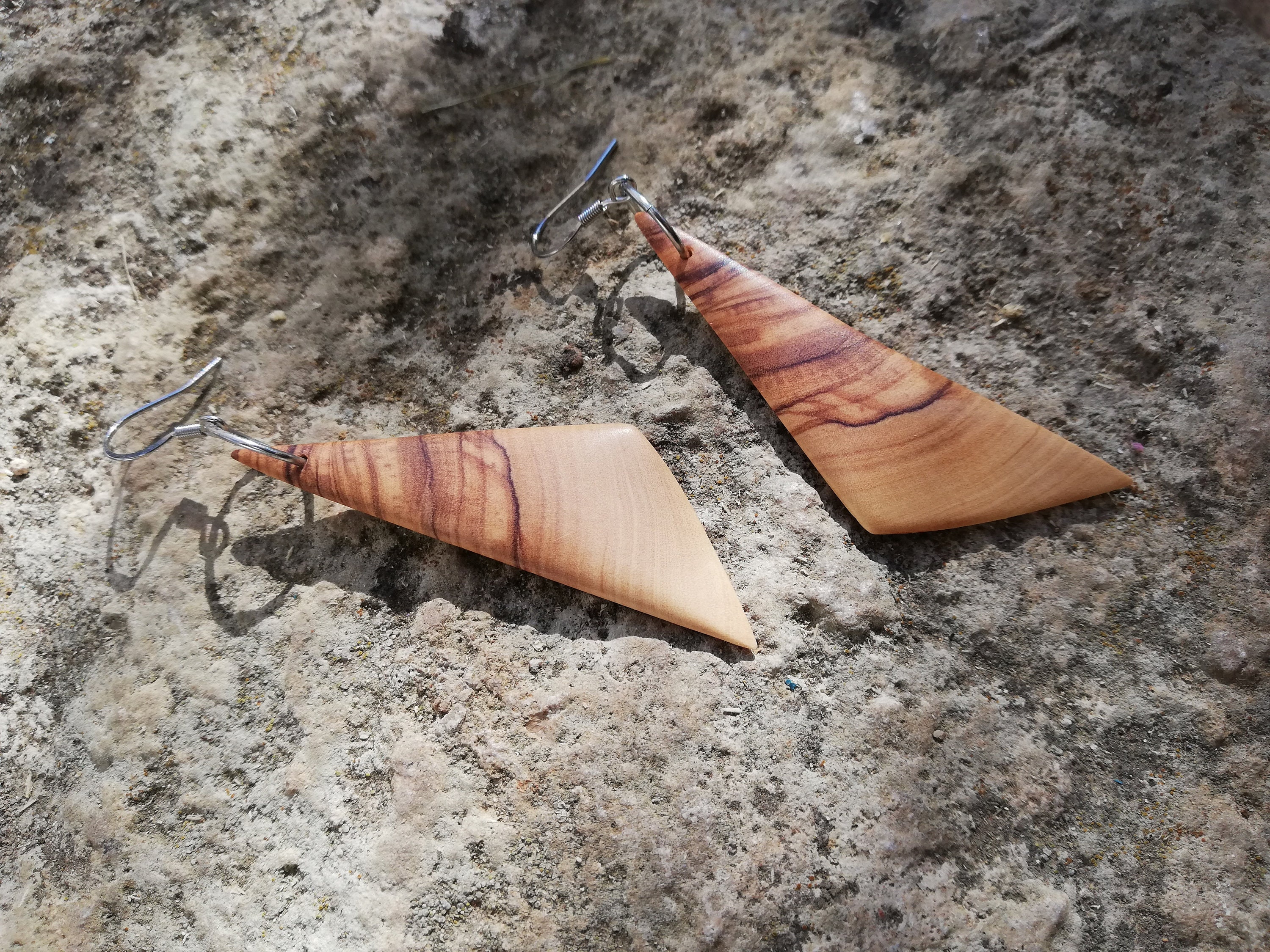 Large Olive Wood Earrings Craft Creation Etsy