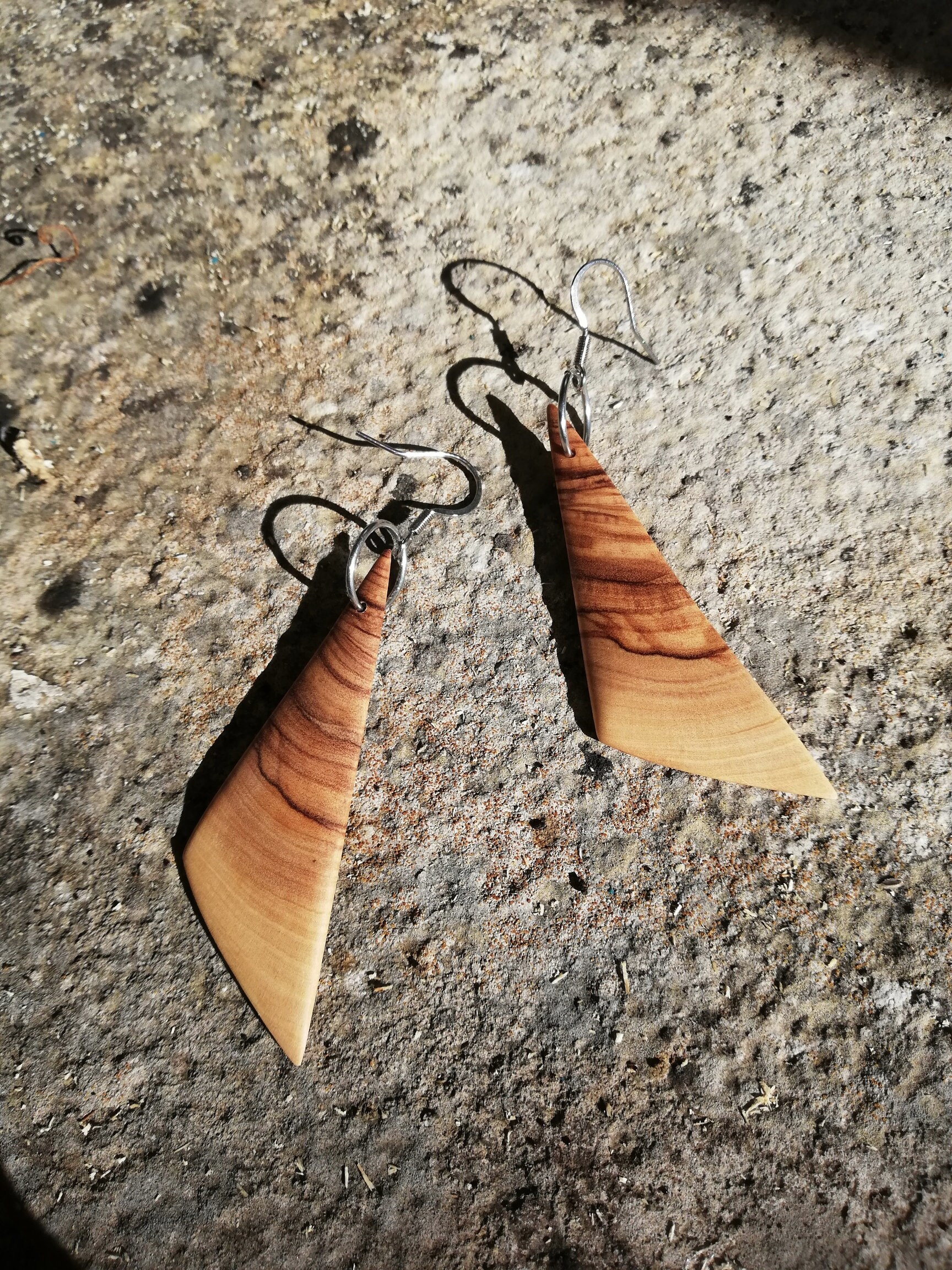 Large Olive Wood Earrings Craft Creation Etsy